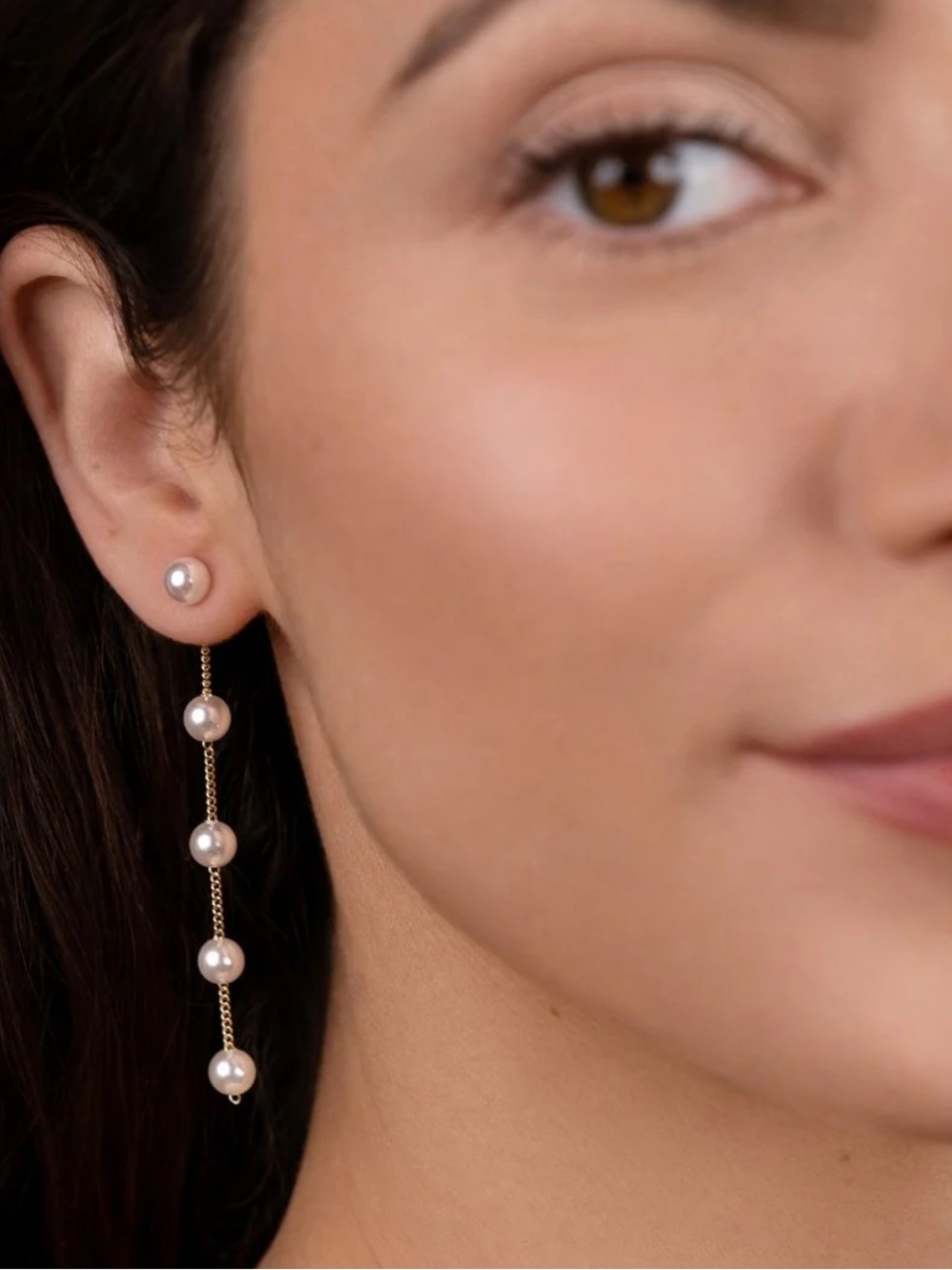 BEAUTIFUL EARTH BOUTIQUE Pearl Dangle Drop Earrings Gold Like New Worn Once